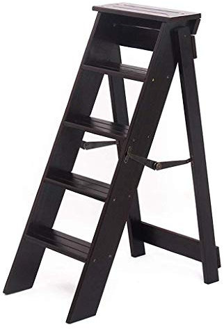 Scaletta, Scaletta Pieghevole Scala a 5 Gradini Scaletta Pieghevole, Sedia Portatile Multiuso in Legno Sgabello Leggero per casa, Carico Massimo 120 kg
