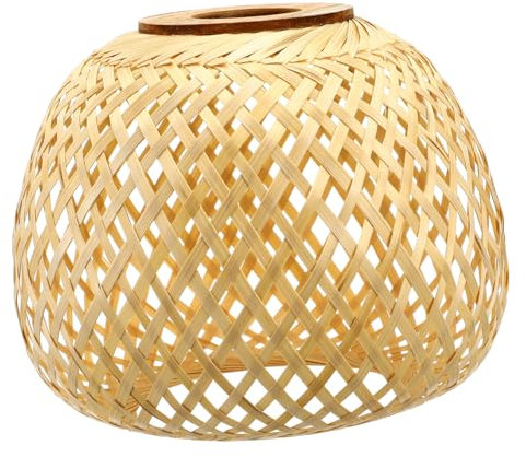 UKCOCO Pendelleuchten Lampenschirm Aus Gewebtem Bambus Rustikaler Stil Handgefertigt Langjährig Dekorativer Lampenschirm Für Wohnräume Öffnung Oben Unten