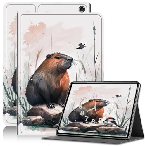 for Amazon Kindle Fire Max 11 Case (13th Generation, 2023 Release) 11, Slim PU Leather Folding Adjustable Stand with Auto Sleep/Wake Kindle Fire 11th Generation 2023, Cute Capybara