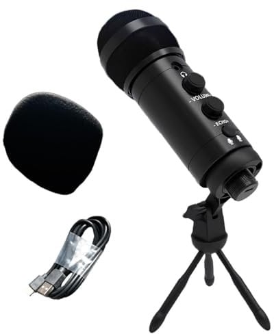 USB Condenser Microphone for PC and Laptop, Plug & Play Mic with Noise Reduction and Cardioid Pickup, Desktop Stand Included for Streaming, Podcasting, Zoom, YouTube and Online Meetings