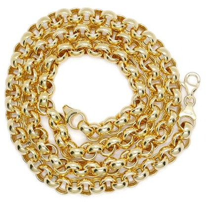 Never Say Never Massive Kette aus 18-karätigem Gelbgold, Modell Rolo, für Herren oder Damen, 70 mm breit und 60 cm lang, mit Karabinerschloss, 30,60 g