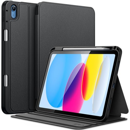 JETech Funda para iPad (A16) 11.ª/10.ª Generación (2025/2022) con Soporte para Pencil, Carcasa Slim Folio Soporte Protectora Tableta, Visualización Multiángulo (Negro)