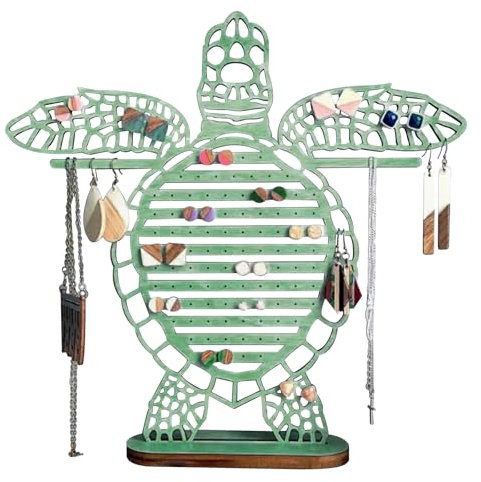 KASESSS Porta Gioielli in Legno, Portagioie organizer, Porta Orecchini di Tartarughe, Portas Collane da Appendere, Grande Espositore Orecchini, Portas Orecchinis Organizer per Anelli Braccialetti
