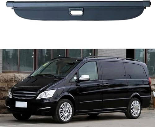 AjaxCat Auto Einziehbarer Laderaumabdeckung Kofferraum für Benz V Class Viano Vito 2010-2015, Schwarz Schutz Der Privatsphäre Abdeckung Hutablage Cargo Cover, Ausziehbar Kofferraumabdeckun