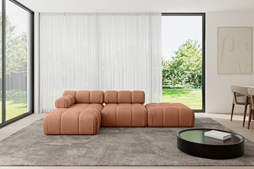 ALTDECOR Modulares Sofa Ecksofa in L-Form Corner modular Sofa Eckcouch Couch Wohnlandschaft Cauchsofa Polstersofa Lizur-L1-285x160x70 cm Apricot