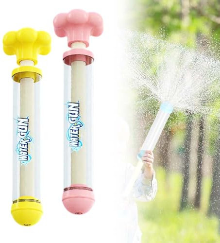Pistolet a Eau Feux d'artifice, 2025 Petit Pistolet a Eau Jeux d'eau Enfant Exterieur, Feu d'artifice Romantique Pistolet Eau Jouets de Natation en Plein Air Piscine (Jaune + Rose)