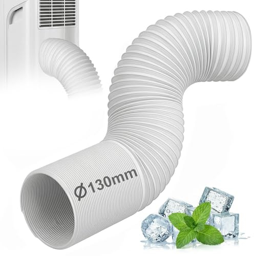 Abluftschlauch Klimagerät 2M, Adapter 130mm Schlauch Klimaanlage mit Verstärkungsdraht, Ausziehbarer Abluftschlauch Verlängerung für Klima Mobile Kleine Klimaanlage, Linksgewinde
