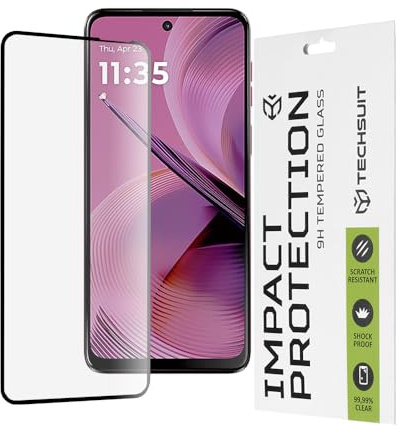 Techsuit Displayschutzfolie für Motorola Moto G55 Gehärtetes Glas mit 9H Härte, Vollständige Abdeckung, Stoßschutz, Oleophobe Beschichtung, Anti Fingerabdruck, Blasenfrei, 111D Full Glue
