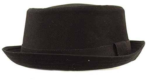 Herren-Sonnenhut für jeden Tag, Baumwolle, für alle Jahreszeiten, Porkpie Boater Derby Fedora - schwarz - Small/Medium