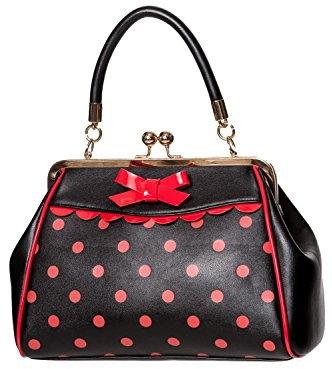 Banned Crazy Little Thing Vintage Bag 50er Jahre Rockabilly Polka Top Henkel Handtasche - Schwarz & Rot