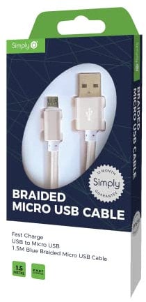 Simply ICMC05 - Cable Micro USB Trenzado (1,5 m), Color Plateado