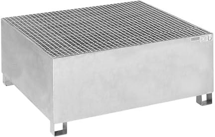 eurokraft | basic | Stahl-Auffangwanne für Tankcontainer IBC/KTC | für 1 x 1000-l-Container / 4 x 200-l-Fass stehend | feuerverzinkt