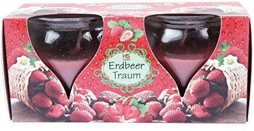 HS Candle Duftkerzen Creation 2er Pack im Glas, lange Brenndauer und angenehmer Duft (Erdbeer Traum)
