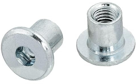 HEXATON Tuercas Cilíndricas con Cabeza Plana y Hueco Hexagonal Interno - M6 x 13 x 11 mm - 50 Piezas - Acero Galvanizado Blanco