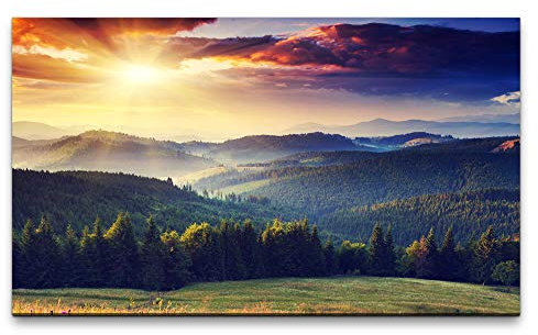 Paul Sinus Art Bilder XXL Landschaft mit Bergen und Wolken 120x70cm Wandbild auf Leinwand