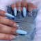 Handcess Coffin Ballerina Presse sur ongles longs brillant acrylique Bleu Faux ongles d'art de papillon la pleine couverture Faux ongles bâton Nails pour les femmes et les filles (24Pcs)