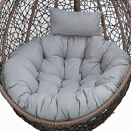 CFMZ Sitzkissen HäNgesessel Outdoor, Rund Dick Kissen für HäNgesessel, Waschbar Komfortabel HäNgesessel Polster, Groß HäNgender Korb Sitzkissen Bezug mit KopfstüTze Grey