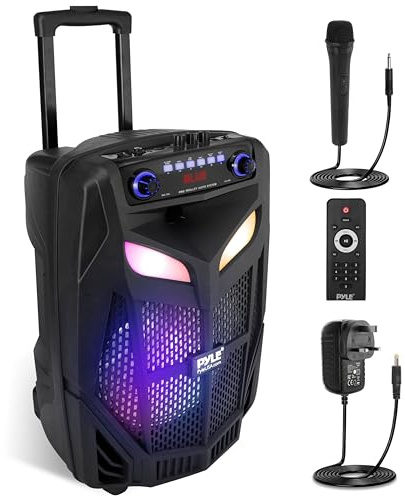 Pyle Altavoz PA 800W Bluetooth Subwoofer 12 Micrófono Inalámbrico Batería