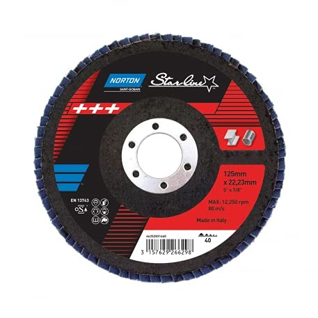Norton Starline Fächerschleifscheiben, 125 mm, 12,7 cm, Zirkonoxid, Körnung 120, Winkelschleifer, 10 Stück