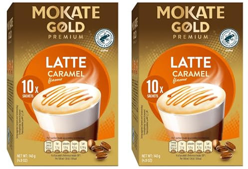 Mokate Gold Premium Latte Caramel Flavour with Caramel in Powder *2x boxes 10x sachets*