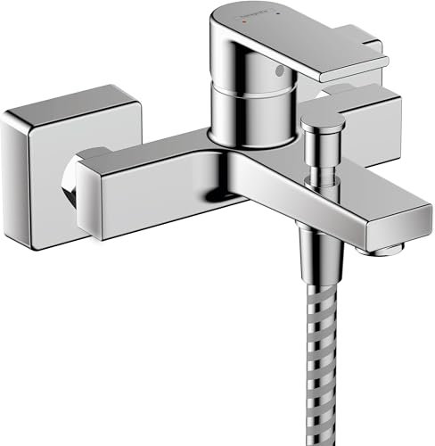 Hansgrohe Vernis Shape Wandmontierte Bad Bad Dusche Mischbatterie mit Umsteller Keramik Kartusche Chrom Eckig Hochdruck Variabler Durchfluss