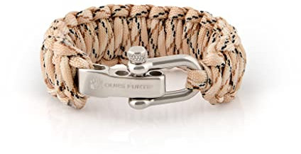 Ours Furtif Armband King Cobra Paracord Survival Bracelet - Beige Camo - Überlebensarmband Verstellbare - Prepper - Survival, Camping, Wandern, Notfall, Bushcraft Ausrüstung, Überlebensausrüstung