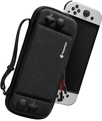 tomtoc Slim Tasche Case für Nintendo Switch / Switch OLED Modell, Ultra-dünn, Schlank, Leicht Hartschalen, Rundumschutz Tragetasche für Switch Konsole und 10 Spiele, Eva Hard Schutzhülle