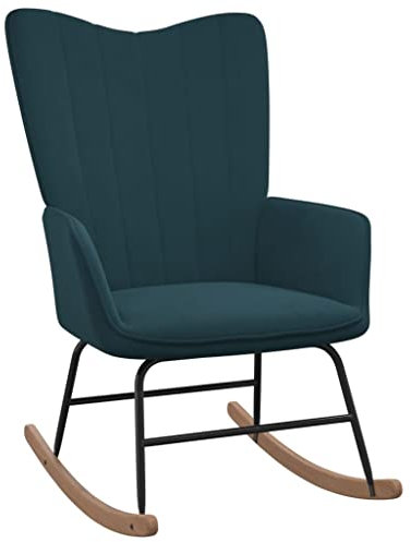 INLIFE Schaukelstuhl Samt Blau