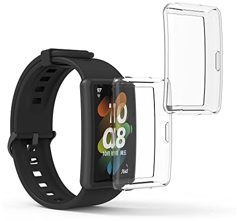 kwmobile 2X Schutzhülle kompatibel mit Honor Band 7 / Band 6 / Huawei Band 7 / Band 6 Hülle - Fullbody Cover Set aus Silikon - Transparent