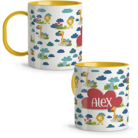 LolaPix Tazza Animali. Tazza per Bambini. Tazza Personalizzata. Bicchieri Plastica Dura. Senza BPA. 330 ml. Animali della giungla