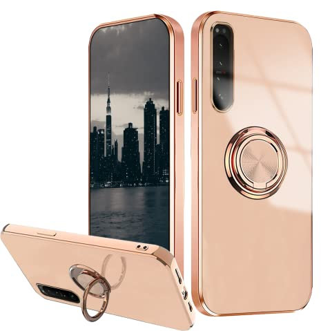 Wousunly für Sony Xperia 5 iii Hülle Silikon TPU | Handyhülle Sony Xperia 5 iii Stoßfesten Ultra Dünn Überzug Case | Schutzhülle für Sony Xperia 5 iii mit Magnetische Ring (Rosa)