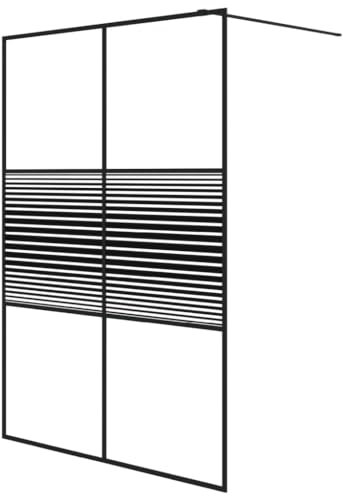 vidaXL Parete Doccia Walk in Nero 140x195 cm Vetro Trasparente ESG