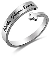 Uloveido Verstellbarer inspirierender fliegender Löwenzahn, doppelter Edelstahl, Freiheitsring, cooles stapelbares Geschenk für Frauen, Gravurringe, motivierendes Geschenk für Teenager-Mädchen,