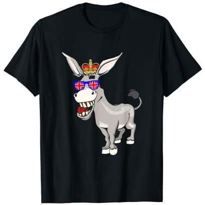 Âne portant des lunettes de soleil et un drapeau anglais T-Shirt