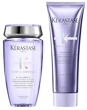 Kérastase Blond Absolu Shampoo and Conditioner Set, Routine for Blonde Hair Including Bleached and Highlighted Hair, Formulated with Hydrating and Illuminating Hyaluronic Acid, Duo Set