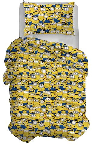 hermet Minions Bettbezug für Einzelbett, quadratisch, 100% Baumwolle, offizielles Produkt