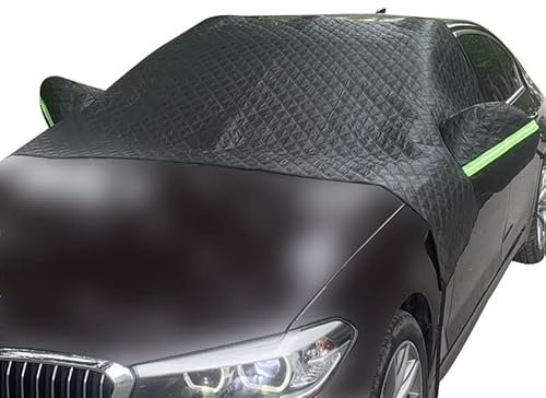 LOLUZ Faltbare Frontscheibenabdeckung für Ford Fiesta 2009-2016, Winter Windschutzscheibe Frostabdeckung, Autoabdeckung Eisschutzfolie,All-Black