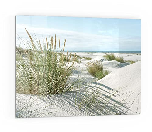 DEQORI Küchenrückwand Glas | Motiv Dünen an Nordseeküste | 80x60 cm | Bad- oder Herd-Rückwand | Herdblende Spritzschutz für Küche & Badezimmer | Moderne Deko für Fliesenspiegel