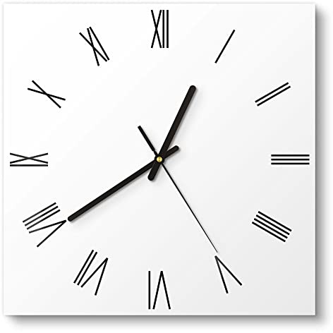 DEQORI Glasuhr | 30x30 cm | Unifarben - Weiß | ausgefallene leise Design Uhr aus Glas | Wanduhr für Wohnzimmer & Küche | moderne Hingucker Uhr für die Wand