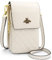 HNOOM Sac à bandoulière pour téléphone portable en cuir véritable pour femme,Petit sac à bandoulière pour téléphone portable avec 8 emplacements pour cartes, A,Blanc