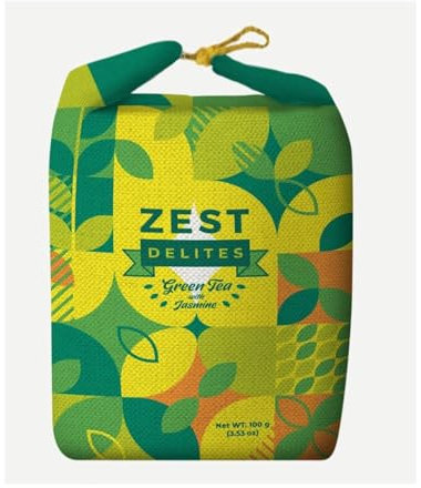 Zest Delites Jasmine Green Tea Loose Leaf (50+ Cups, 100 G) 100% Whole Loose Leaf Green Tea, Non GMO, Handpicked, Premium Handcrafted Woven Bag
