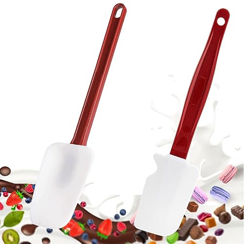 High Heat Resistant Silicone Scraper Spoon Commercial Spatula for Cooking, Rubber Spatula Set (Spoon + Spatula 14)