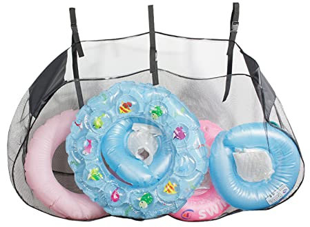 pologmase Rangement Extérieur pour Piscine - Rangement pour Jouets Piscine - Organisateur Rangement Pliable - Sacs en Filet pour Flotteur Piscine Grands Jouets Gonflables