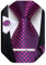 DiBanGu Herren Krawatten-Set, Seide, kariert, gestreift, gewebtes Einstecktuch und Manschettenknöpfe, Krawattenklammer-Set, formelle Hochzeit, rosa / schwarz, Einheitsgröße