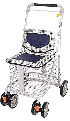 RUVOO Einkaufswagen Treppensteiger Trolley Selbstfahrender Einkaufswagen Für Ältere Menschen, Olding Walker Mit Radhandlauf, Höhenverstellbare Walker Einkaufstrolley Klappbar