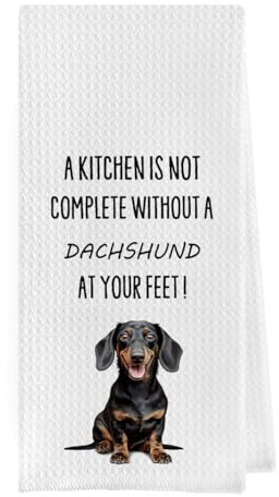 Geqtt Lustige Dackel-Geschirrtücher – Dackel, dekorative Waffelgewebe, Küchentücher, Wiener Hundegeschenke für Frauen, Handtuch, Wiener Hunde-Geschenke, Geschirrtuch (40,6 x 61 cm)