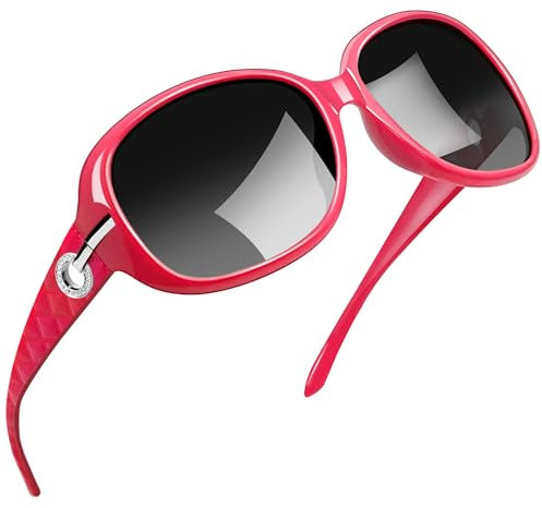 Joopin Übergroße Sonnenbrille Damen Rosarot Retro Sonnenbrille Polarisiert Groß Klassische Elegante UV400 Mode 2025 für Cosplay(Rosarot)