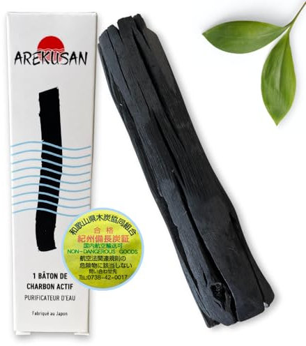 Charbon Actif Purificateur Eau X1 Japonais Filtre L'eau du Robinet. Kishu Binchotan 100% Naturel de Chêne Ubamegashi Wakayama au Japon. Charbon Vegetal Bio Purification Eaux Carafe Bouteille Gourde