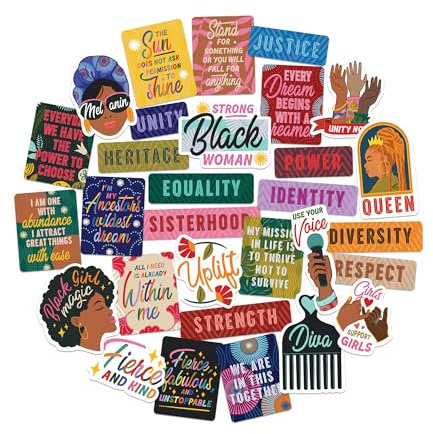 Navy Peony Soul Sister Vision Board Stickers (30pcs) - for Party, Black Women