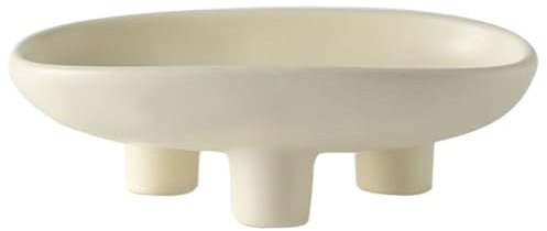 Generic Fruit Bowl for Kitchen 3-Legs Ceramic Snack Bowls 10'' Oval Footed Bowl Large Pedestal Bowl Decorative Fruit Serving Tray for Breads, Snacks, Salad 1 Snack Bowls Decorative Bowl Footed Bowl